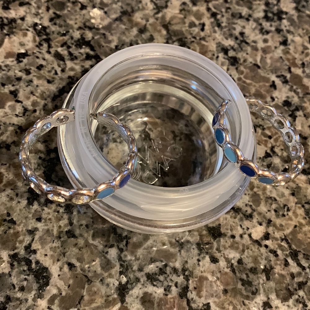 Blue and green hoop earrings